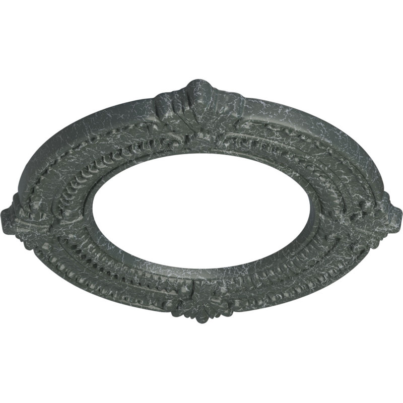 Médaillon de plafond H 11,125 po x l 11,125 po x P 0,625 po Benson, Craquelure vert athénien