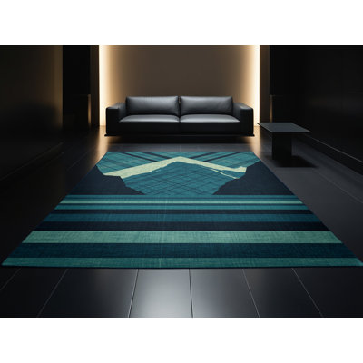 Tapis moelleux moelleux et moelleux rustique de couleur bleu marine à motif écossais Garrett de Nouvelle-Zélande