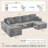 126'' Boneless L-Shaped Modular Sectional Couch, Cloud U-Shaped Sectional Sofa with Wide Armrest-1889001240