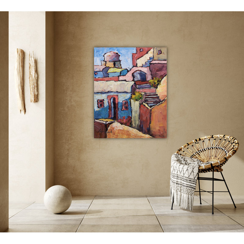 Santorini III By John Beard - Gallery Wrapped Canvas Print, 62" W x 42" H x 2" D, White Floater Framed