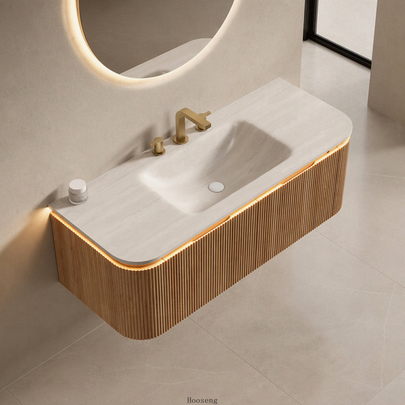 Meuble-lavabo flottant 48 po à grain de bois naturel, 48"
