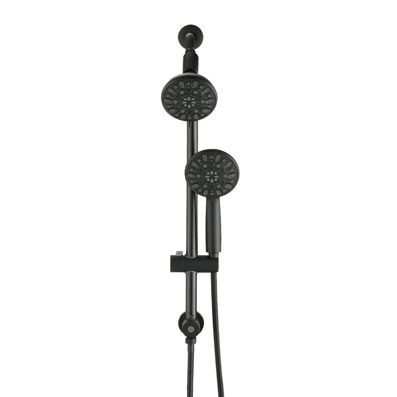 Topcraft 5-Inch Wall-Mounted Rain Shower Head With Multi-Function Handheld Shower, Matte Black