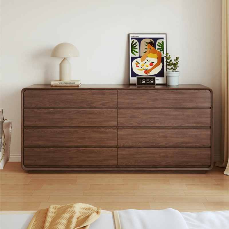 Modern Simple Walnut Wood Color Entrance Cabinet 62.9 " W 8 - Drawer Dresser