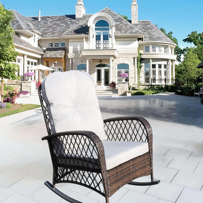 Chaise berçante d'extérieur à rembourrage épais - pour le jardin et la cour arrière avec meubles rembourrés