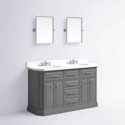 Bruning 60" Carrara Quartz Countertop Bath Vanity with Faucet and Mirror