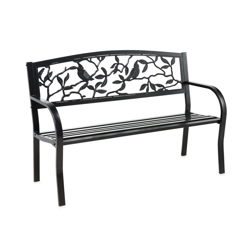 Araneli Cardinals Metal Garden Bench, Black