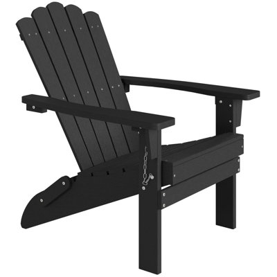 Oversized Recycled Poly Lumber Adirondack Chair with Cup Holder & Footrest – Weather-Resistant, 350Lbs Capacity Patio Throne