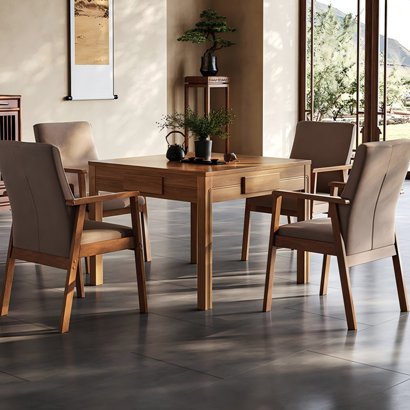 Solid Wood Multi-Functional Automatic Dining & Mahjong Table for Chinese Rules