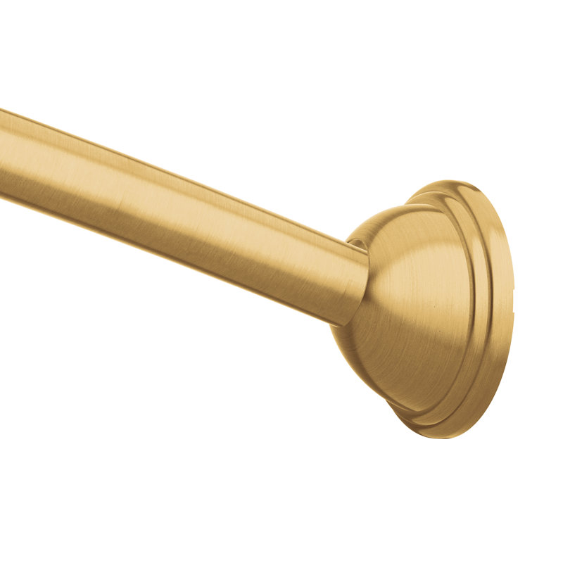 Moen 54-Inch to 72-Inch Adjustable Length Fixed Mount Single Curved Shower Curtain Rod, Brushed Gold