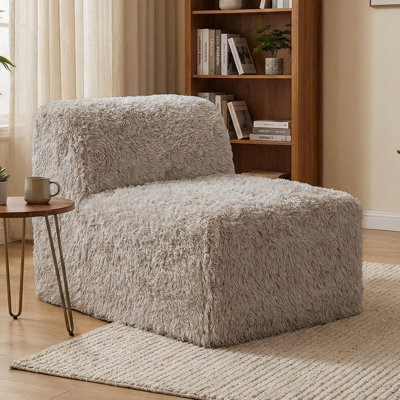 Cathryn Faux Fur Foam Modular Compressed Armless Chair