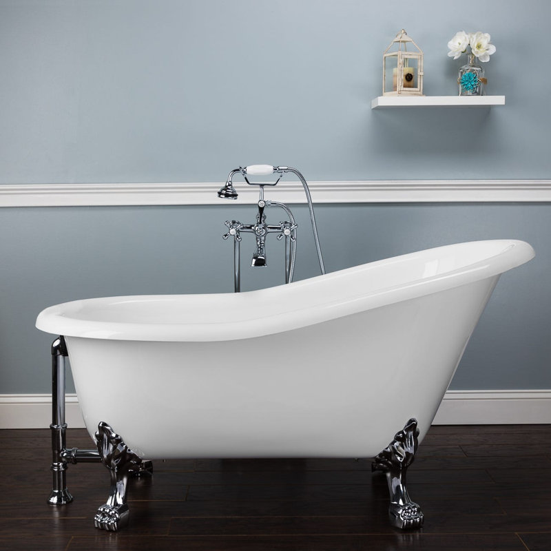 Paris 57'' x 28'' Soaking Acrylic Bathtub, Chrome