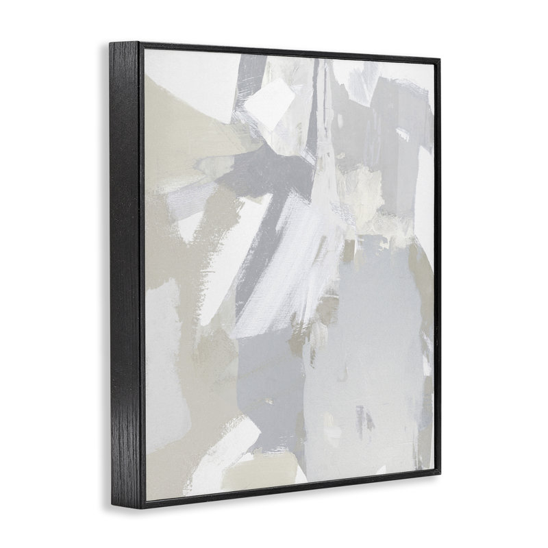 Estampe numérique grise et beige aux tons neutres, design par Rachel Springer, H 14 po x l 11 po, Giclée encadrée noir minuit