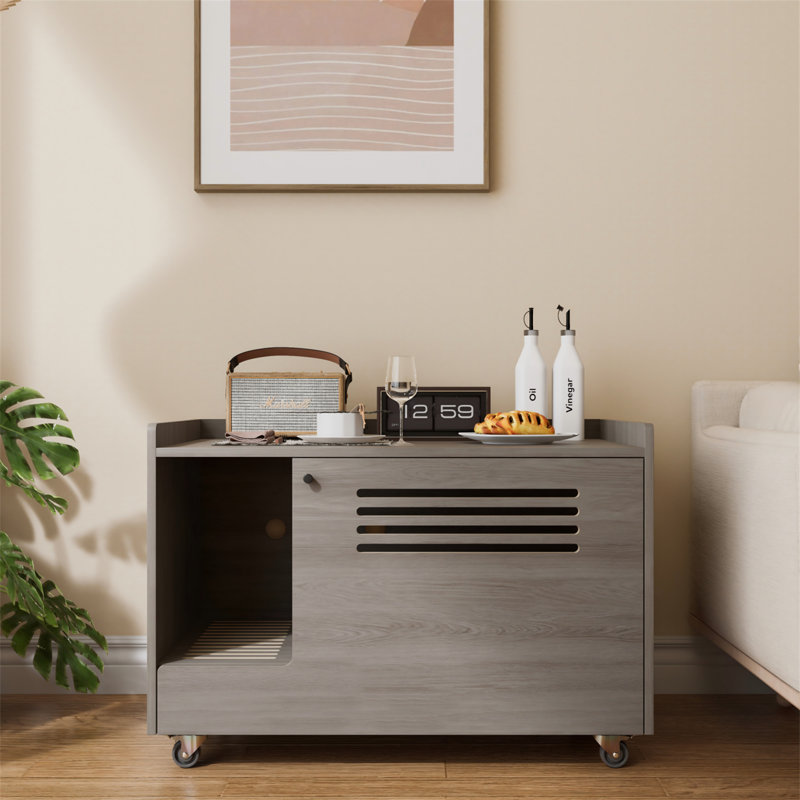 Gray Cat Litter Box Enclosure