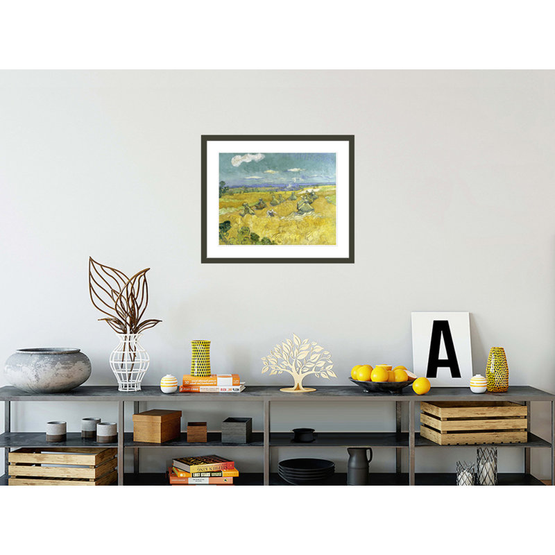 «Wheat Fields with Reaper Auvers» par Vincent van Gogh, impression giclée encadrée, H 23,5 po x l 28,1 po