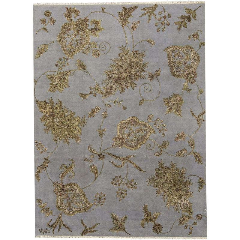 Hand-Knotted High-Quality Dark Blue Area Rug
