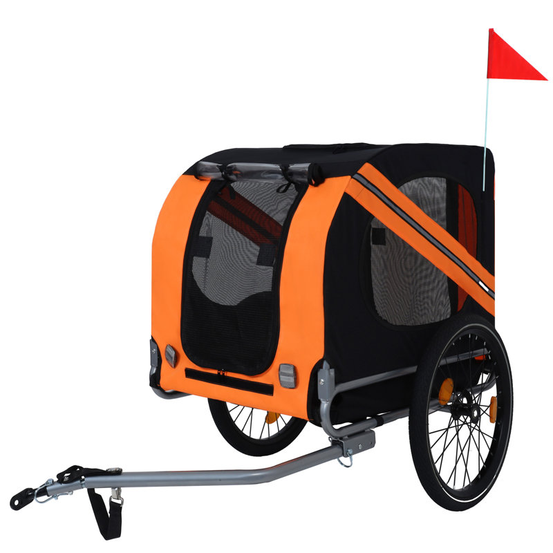 Large Folding Bike Trailer For Dogs, Black/Orange