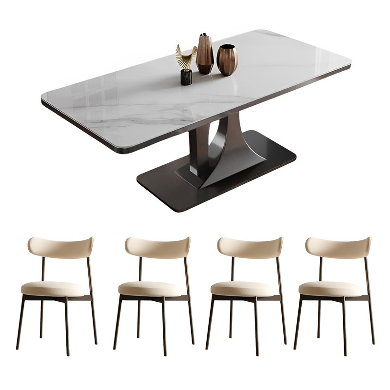 Ensemble de table de salle à manger rectangulaire et chaises, H 29,52 po x L 55,11 po x l 31,49 po