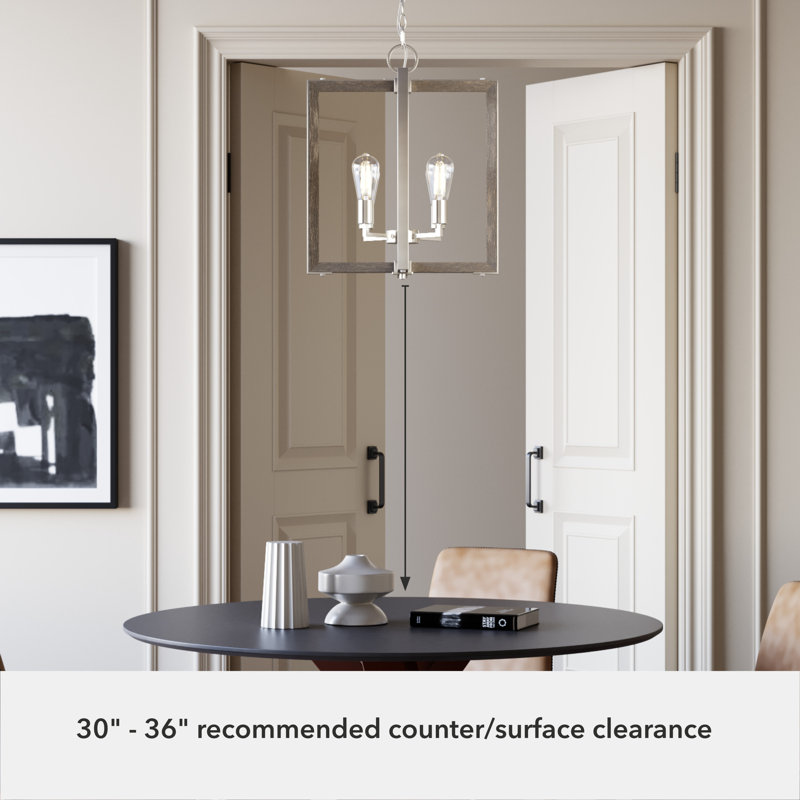 Woodburn 4 Light 18 Inch Pendant Ceiling Light Fixture, Brushed Nickel