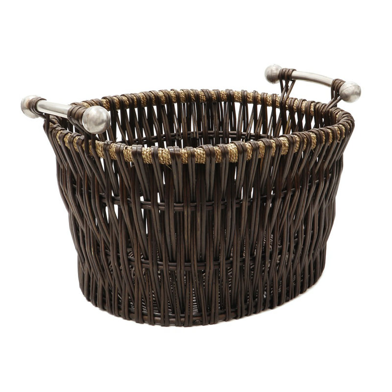Hand Woven Wicker Laundry Basket with Handles