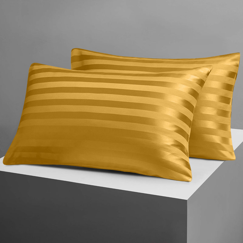 Luxury Stripe Standard Pillowcase - Set of 2, Ochre