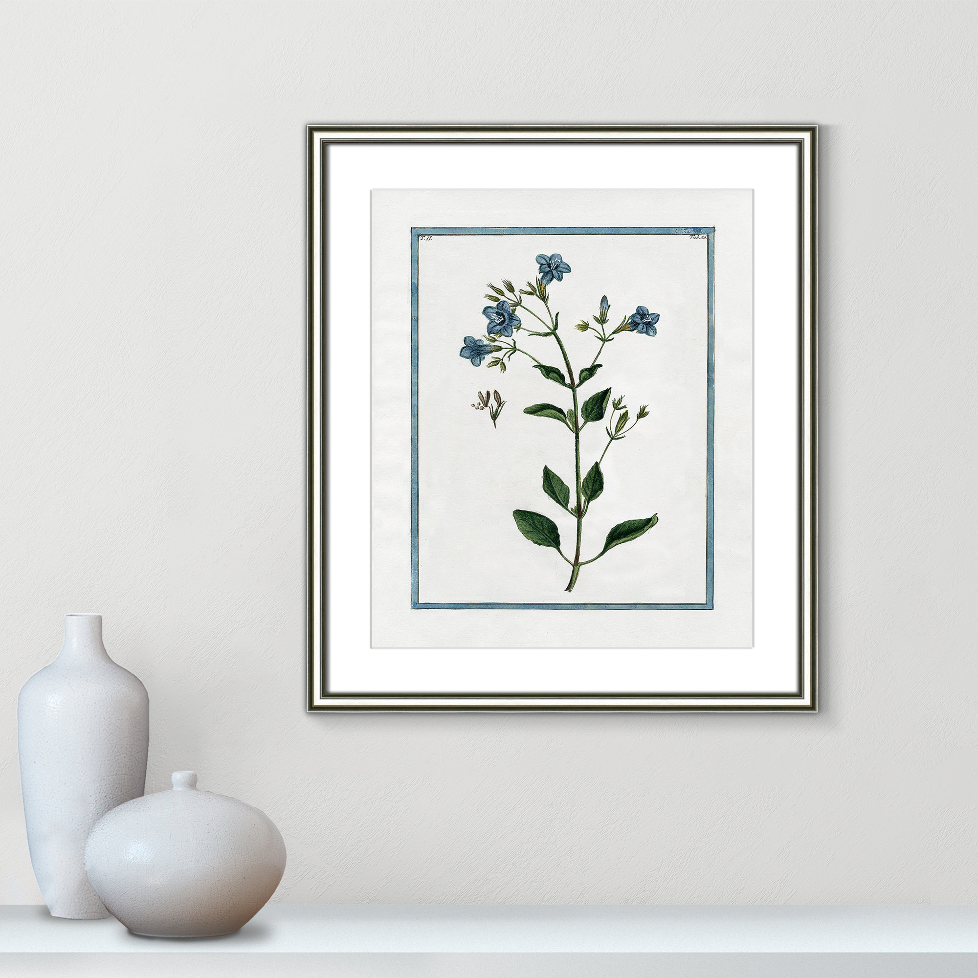 Shabby Elegance Botanical II - Framed Art, Silver Framed, 17.25" W x 20.25" H