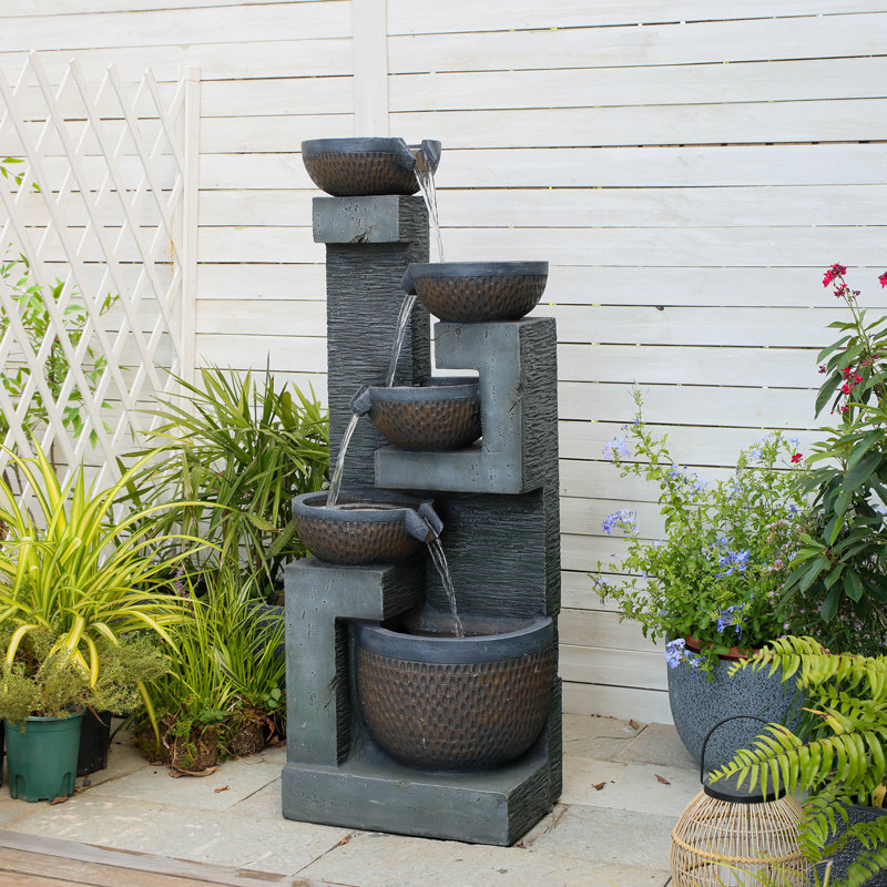 Water Fountain Resin Handcrafted Stone Look Waterfall For Garden Ambiance