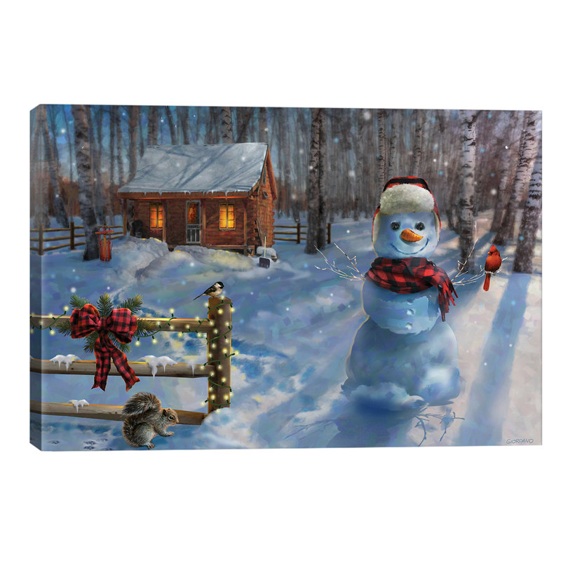 Moonlit Cabin Retreat - Wrapped Canvas Print, 66.04 cm H x 45.72 cm W x 3.175 cm D