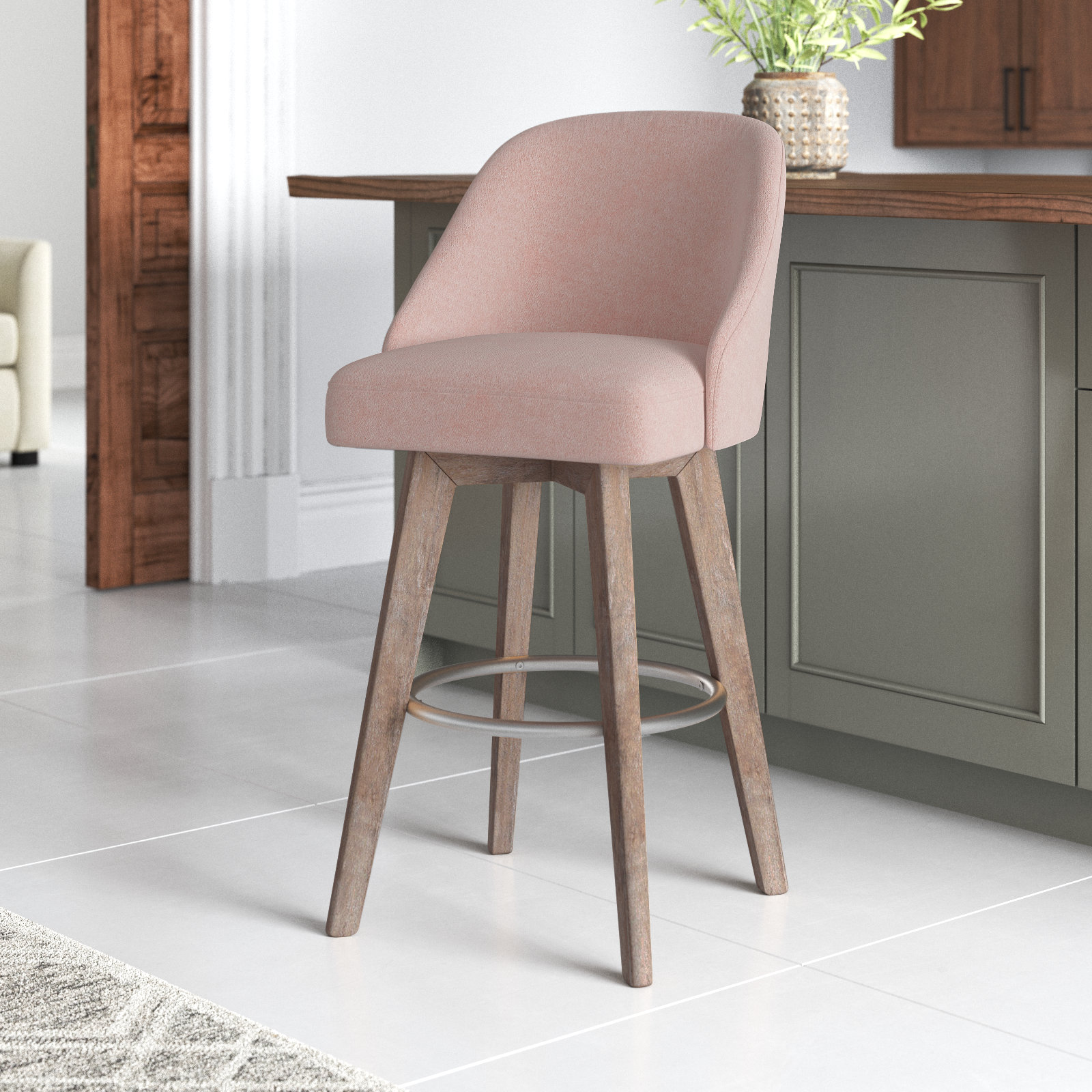 Pearce Swivel Stool, Counter Stool (25.75” Seat Height), Pink, 1