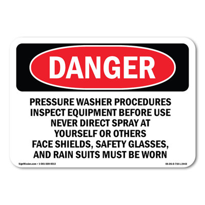 Pressure Washer Procedures Inspect Equipment Plastic Sign 10" X 7"