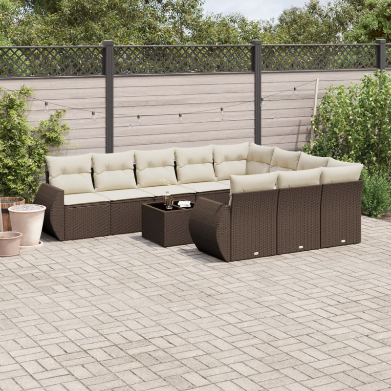 Ensemble de canapé de jardin Vidaxl brun, blanc crème