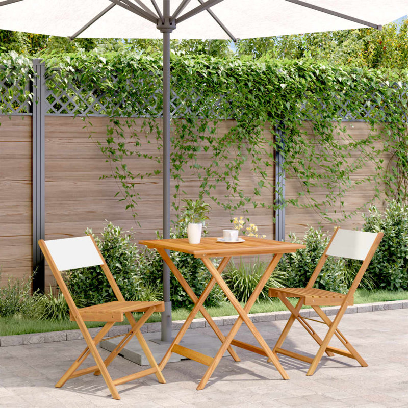 Mahurin 2 - Person Wood Patio Dining Set with Square Table, Cream White