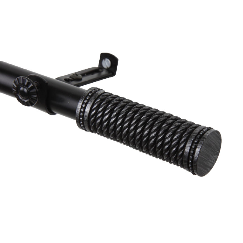 Tringle à rideaux simple Fyffe, Noir, 66 po à 120 po