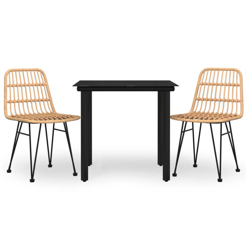 Baldvina Patio Dining Set with Square Table, Brown, 2