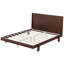 Lit plateforme en bois de style moderne du milieu du siècle, format Queen, tête de lit imposante, pieds fuselés inclinés, sans sommier, noyer-1133091038-1133091025