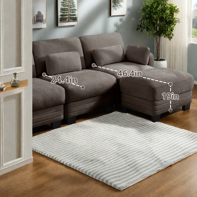Canapé modulaire à compression en chenille brun pour la maison