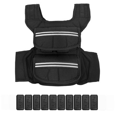 Men’s Adjustable Weighted Vest 35 LBS, Heavy-Duty 1000D Nylon Training Vest with Padded Shoulders, Reflective Stripe & Zipper Pocket for Running, Walking & Home Gym Training, Black