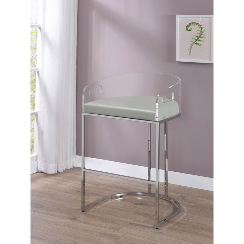 Chaise transparente en acrylique chromé (ensemble de 2), Très grand (siège d'une hauteur de 31,75 po)