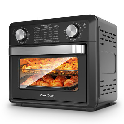 Four grille-pain à friteuse compacte 11 pte, 2 tranches de pain grillé, four de comptoir, chaud, gril, rôtie, cuisson, friture à l'air, sans huile, minuterie de 60 minutes, 1000 W, noir