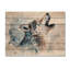 Loup hurlant en couleurs douces II - Décoration murale moderne en bois sur bois de pin naturel-1303374590