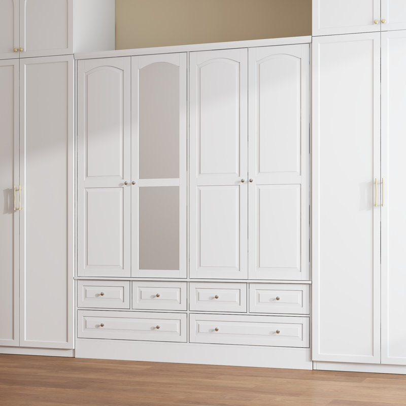 Closet System With 4 Doors And 6 Drawers And Mirror