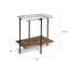 Table d'appoint Broy, plateau en marbre blanc de 22 pouces avec incrustation de bois, tablette inférieure