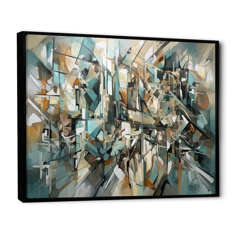 Vanetta brun et vert effet marbre, H 12 po x l 20 po x P 1 po, Cadre flottant noir