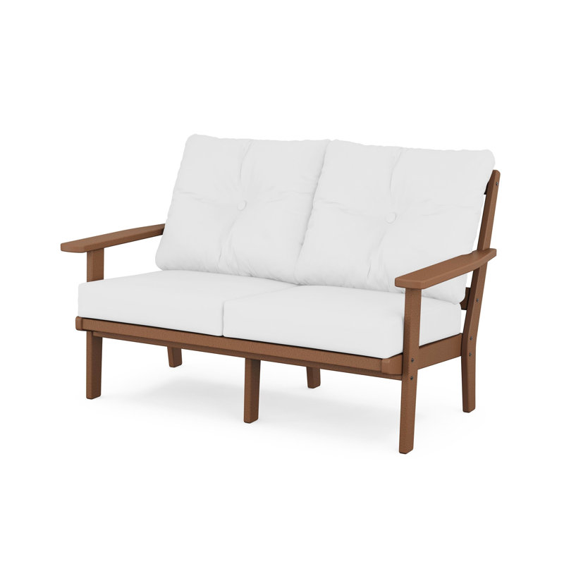 Lakeside Oxford Deep Seating Loveseat, Natural Linen, Green