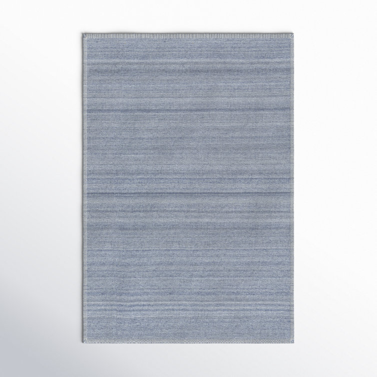 Eljah Solid Color Handmade Flatweave Denim Area Rug