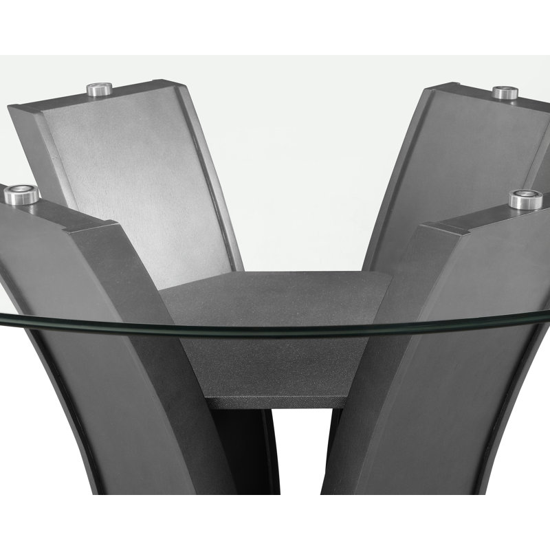 Rodner Grey Modern And Sleek Metal Glass Rectangular Counter Height