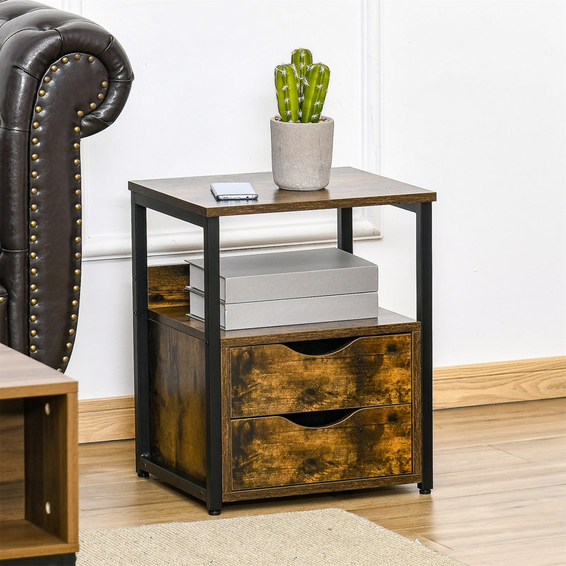 Anely 40cm W Steel Bedside Table