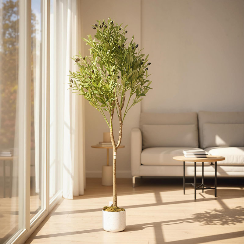 Arbre de 4,2 pi avec olivier artificiel réaliste pour la maison, le salon, le bureau et le vestibule