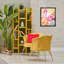 "Flamant rose et plantes aux couleurs vives", art mural sur toile flottante, design par Kim Allen-441565422-441565423