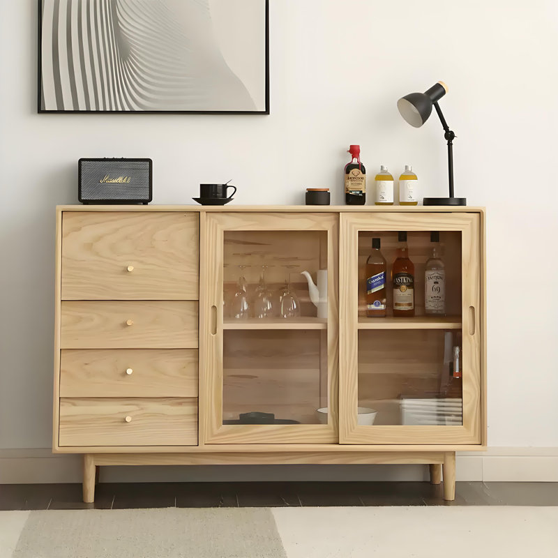 Armoire d'appoint à porte coulissante simple en bois