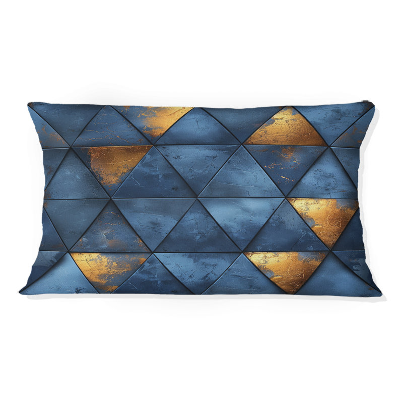 Coussin lombaire moderne bleu et doré I - Modern